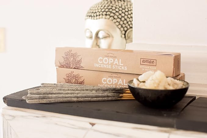 Authentic 100% White Copal Incense Sticks - Thick, Natural Mayan Resin for Spiritual Practices, Meditation, Yoga, Cleansing, Relaxation - Smooth Burning, Long Lasting, Handmade in Mexico - 20 Sticks