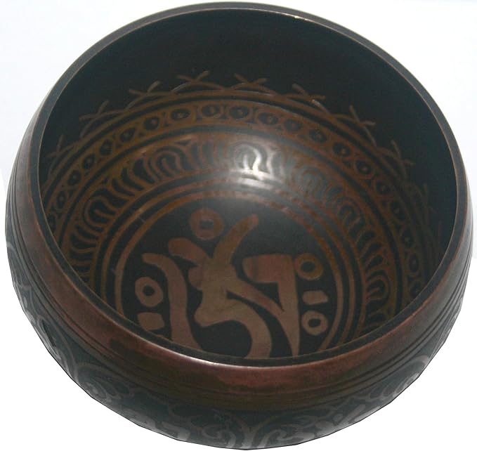 5126 SB 'B' Note Crown Chakra Antique Tibetan Auspicious Symbol Bowl Set ~ Nepal - Bloomnest
