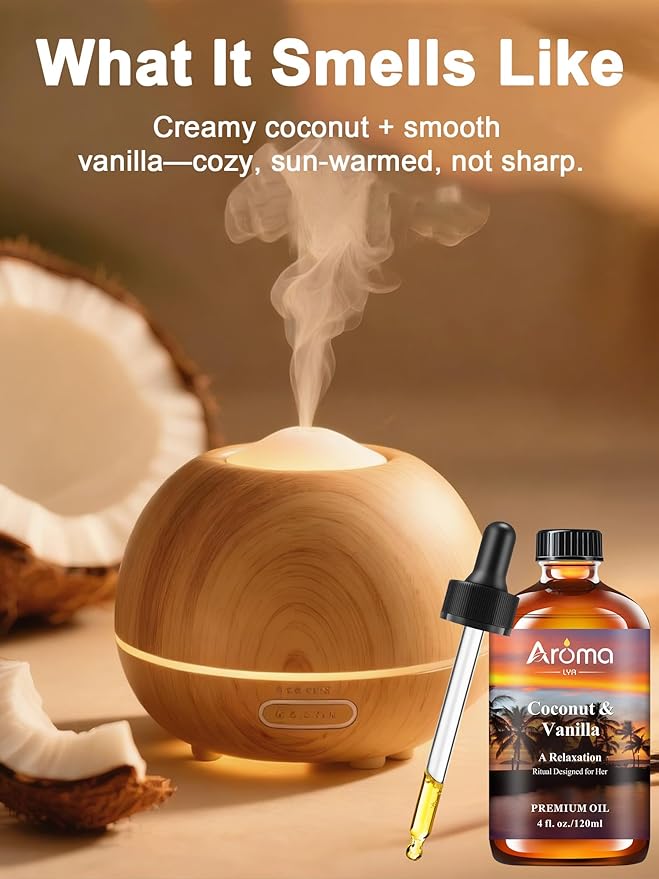 Coconut Vanilla Essential Oil 4fl.Oz - Essential Oils for Diffusers for Home & Aromatherapy - Vanilla Oil for Diffuser, Scented Oils for DIY Soap, Candle Making Bloomnest