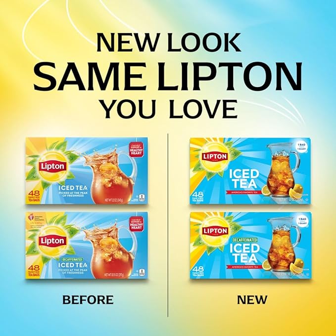 Lipton Unsweetened Iced Tea Bags, Family Size Zero Calories, 48 Tea Bags (Pack of 2) - Bloomnest