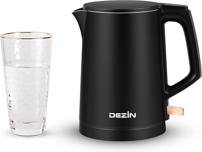 Dezin Electric Kettle, 0.8L Small Electric Kettle with Double Wall Construction, 304 Stainless Steel Electric Tea Kettle for Business Trip, Portable Travel Kettle with Auto Shut-Off (Without Cup) - Bloomnest