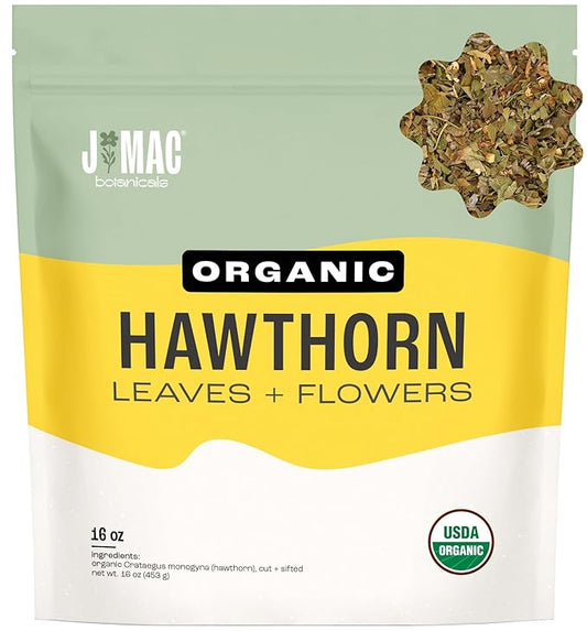 J MAC BOTANICALS Organic Hawthorn Leaf and Flower (16 oz) Dried Hawthorne leaves - Bloomnest