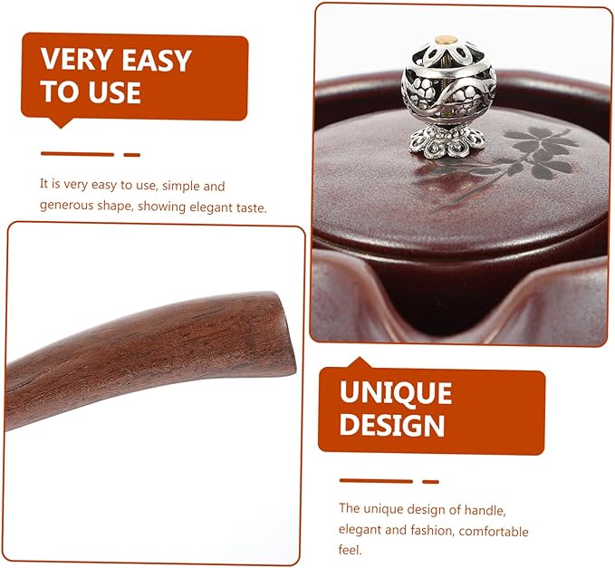 Japanese Style Ceramic Tea Kettle Retro Porcelain Teapot for Home Office Travel Practical Smooth Surface Easy Clean Small Capacity Tea Container in Wine Red