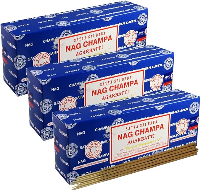 Satya Sai Baba Nag Champa 250g Incense Sticks and Holder Bundle - Pack of 3 (Approx 750 Sticks) TRUMIRI