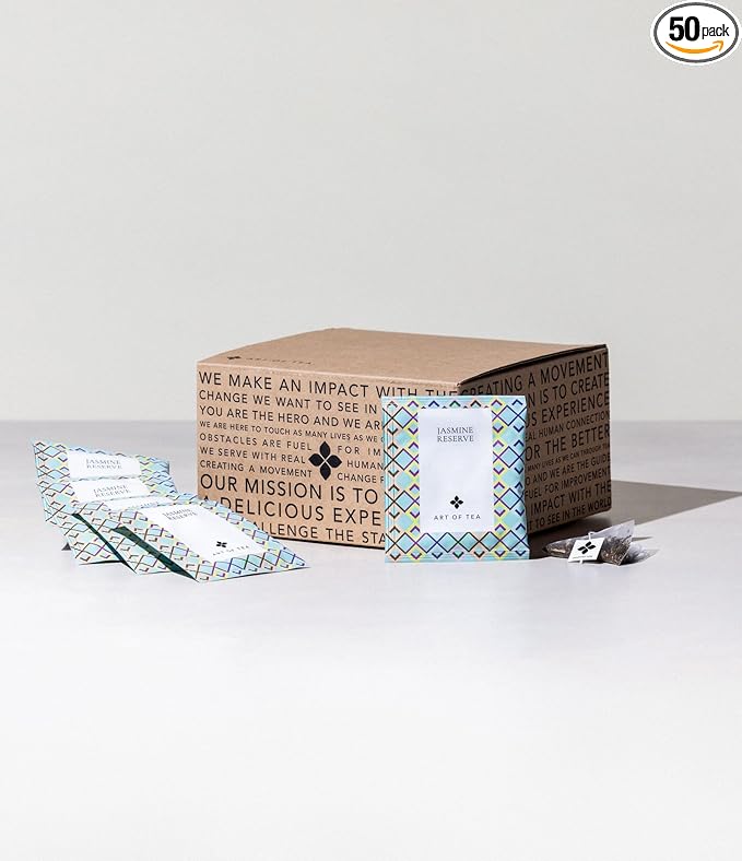 Art of Tea | Organic Jasmine Reserve (Jasmine Tea) | 50 Eco Friendly Pyramid Tea Bag Sachets - Bloomnest