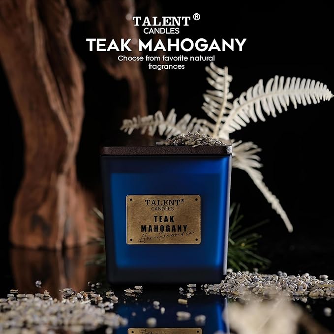 Deluxe Noble Scented Candles, Soy Candles for Home Scented, 7.05oz, Aromatherapy Candles with Lid, Teak Mahogany - Bloomnest