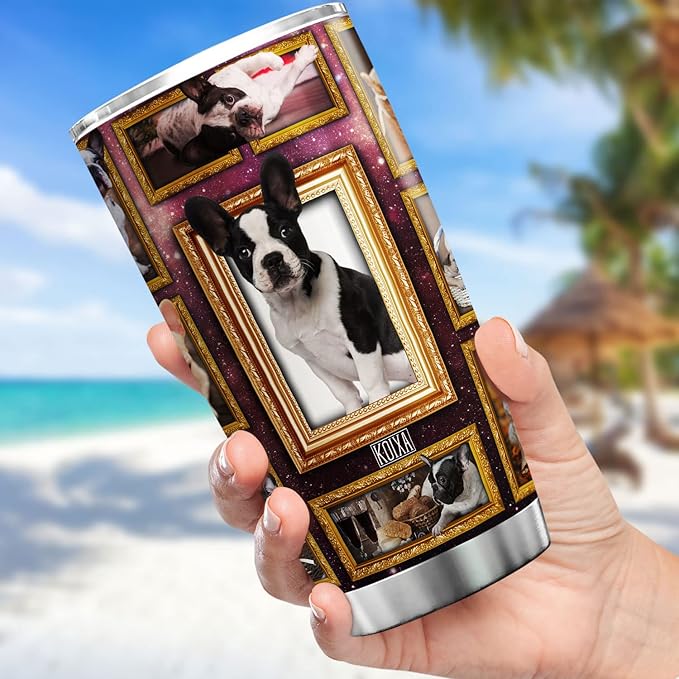 French Bulldog Coffee Tumbler With Lid 20oz Cute Bull Dog Gifts Women Stainless Steel Travel Cup Birthday Present Bulldogs Pet Animal Print Insulated Mug With Dogs On It - Bloomnest