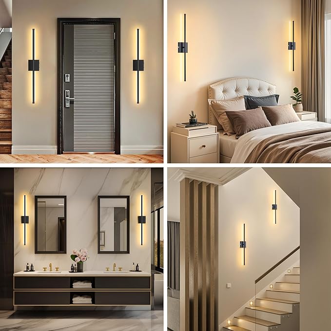 Wall Sconces Battery Operated, Wall Sconces 3000K-6000K Dimmable Rechargeable Wall Sconce with Remote Control, 350°Rotate LED Wireless Wall Lights for Living Room, Hallway, Bedroom(Black) - Bloomnest