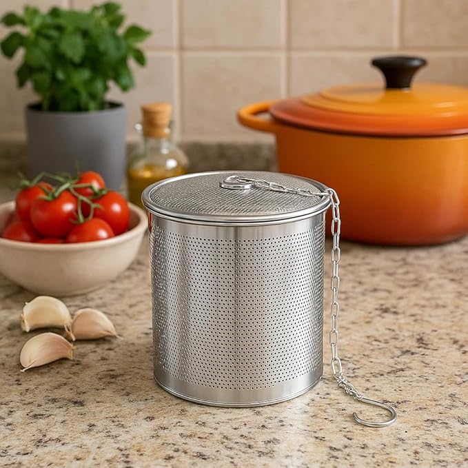 Stainless Steel Seasoning Strainer | Large Capacity Tea Mesh Tea Infuser Strainer with Extended Chain for Cooking Seasoning Filter - Bloomnest