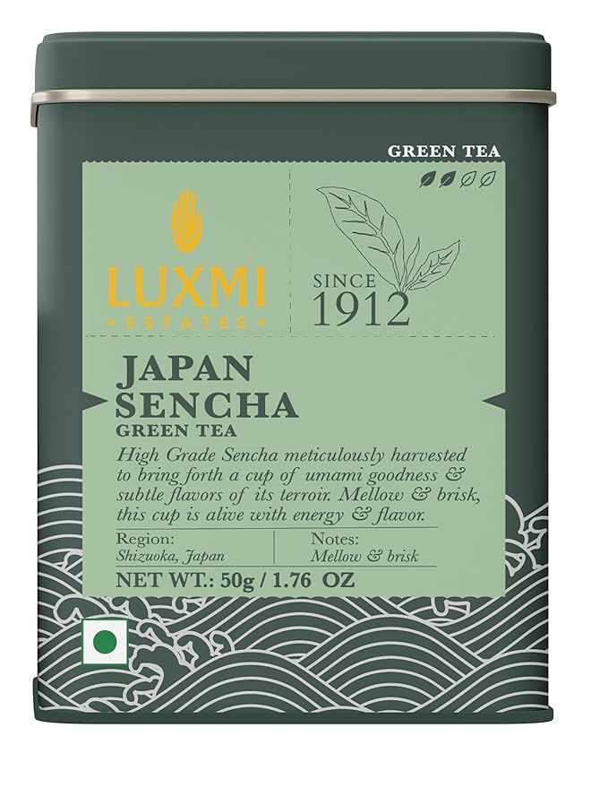 Luxmi Estates - Japanese Sencha Green Tea - 50g (25 cups) | Authentic Japanese Sencha Tea by First Leaves | Mild, Rich & Refreshing Premium Tea - Bloomnest