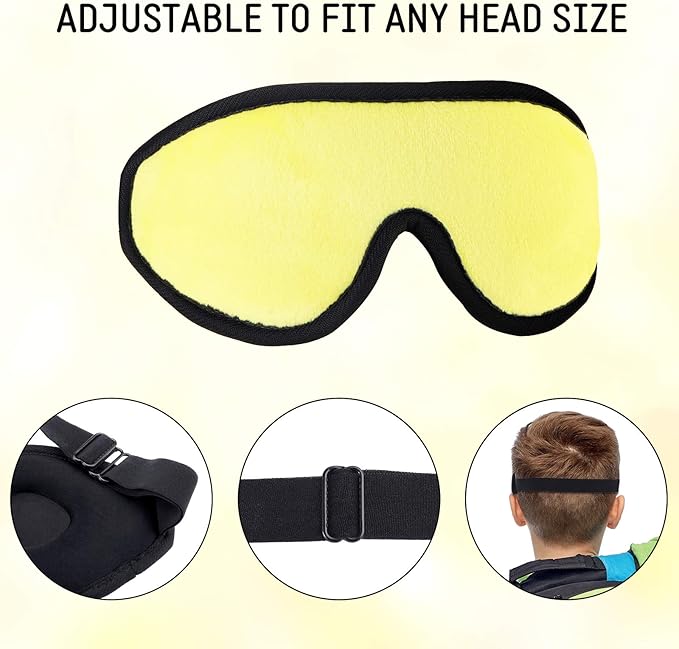 2 Pieces 3D Sleep Mask for Kids Memory Foam Contoured Eye Mask, Travel Sleep Eye Cover with Adjustable Strap, 3D Blindfolds(Pink and Yellow) - Bloomnest