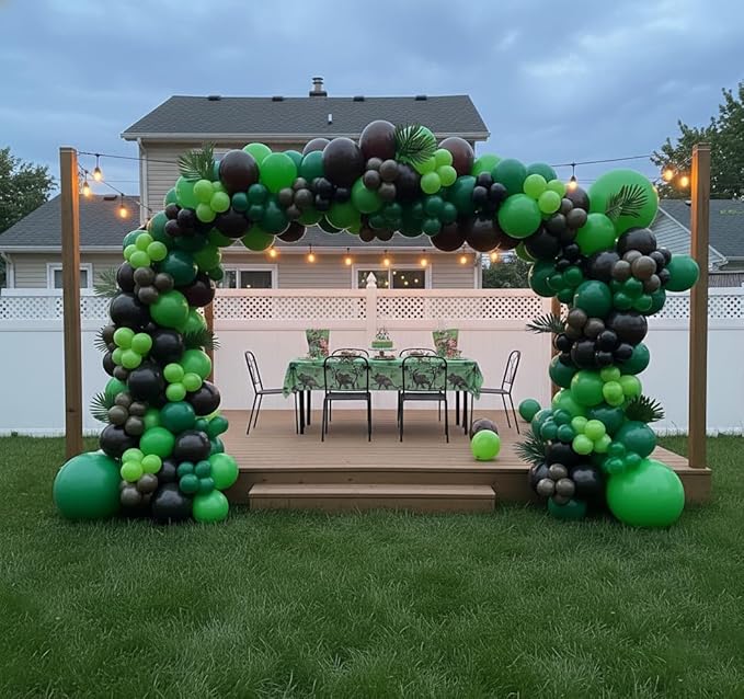 164Pcs Green and Brown Balloon Garland Arch Kit - Video Game Party Decorations with 18 12 10 5 Different Sizes Latex Party Balloons for Jungle Game Theme Baby Shower Birthday Theme Decorations - Bloomnest
