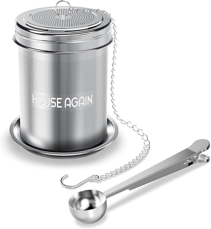 House Again Large Tea Infuser with Scoop, Extra Fine Mesh Tea Strainers for Loose Tea & Spice Infuser for Cooking, 304 Stainless Steel, Loose Leaf Tea Steeper for Brew Tea Spices & Seasonings - Bloomnest