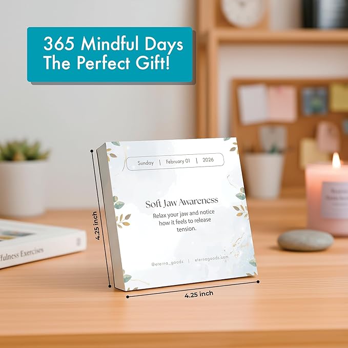 2026 Mindfulness Daily Desktop Calendar | Day To Day Tear Off Calendar with 365 Positive Affirmation Exercises for a Year of Calm Self Care, Box Calendar Gift For Women, Christmas Stocking Stuffer Gift for Home or Office