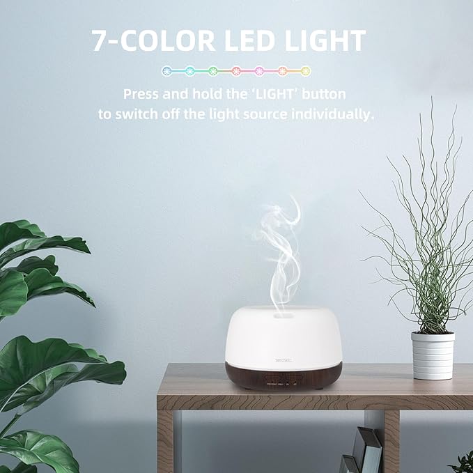 300ML Essential Oil Diffuser, Small Aromatherapy Diffuser with Remote Control, 7-Color LED Light,4 Timer, Quiet,Auto-Off, Easy to Use,for Home,Bedroom,Office - Bloomnest