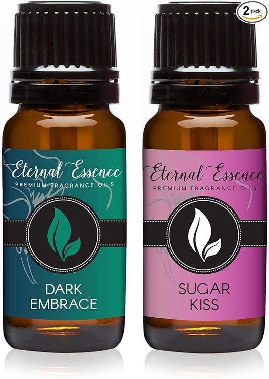 Eternal Essence Oils 2 Pack 10ml Premium Fragrance Oil - Dark Embrace & Sugar Kiss - for Candle, Soap Making, Aromatherapy, Diffusers, Home Care, & Humidifiers EternalEssenceOils