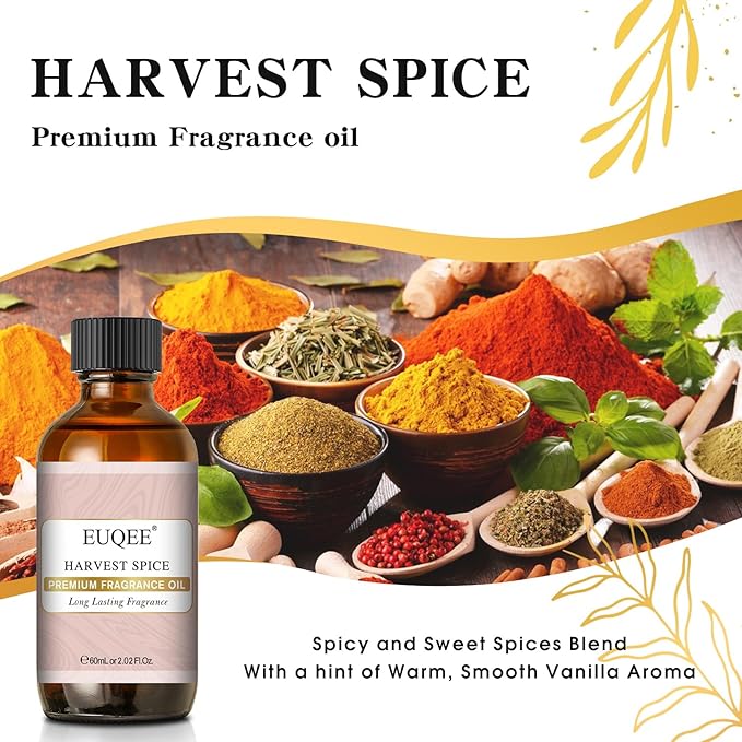 EUQEE Harvest Spice Fragrance Oil, Premium Fragrance Essential Oils for Soap Candle Making, Diffusers, DIY Bath Bombs - 2.02 Fl oz/ 60ml - Bloomnest