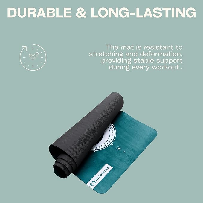 Yoga Mat With Strap 5mm Non Slip Suede & TPE - Beige Eco-Friendly Fitness & Exercise Mat for Home Gym, Pilates, Hot Yoga, and Meditation - Lightweight Durable 72 x 24 inch Workout Mat for Women, Men