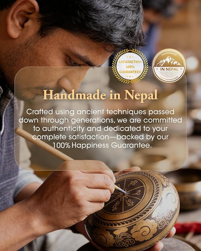 Tibetan Singing Bowls Set Authentic - Handmade in Nepal Sound Bowl for Yoga, Chakra, Meditation, Stress Relief Tool, Meditation Accessories and Unique Gifts for Women, Men RelaehihforEveryone