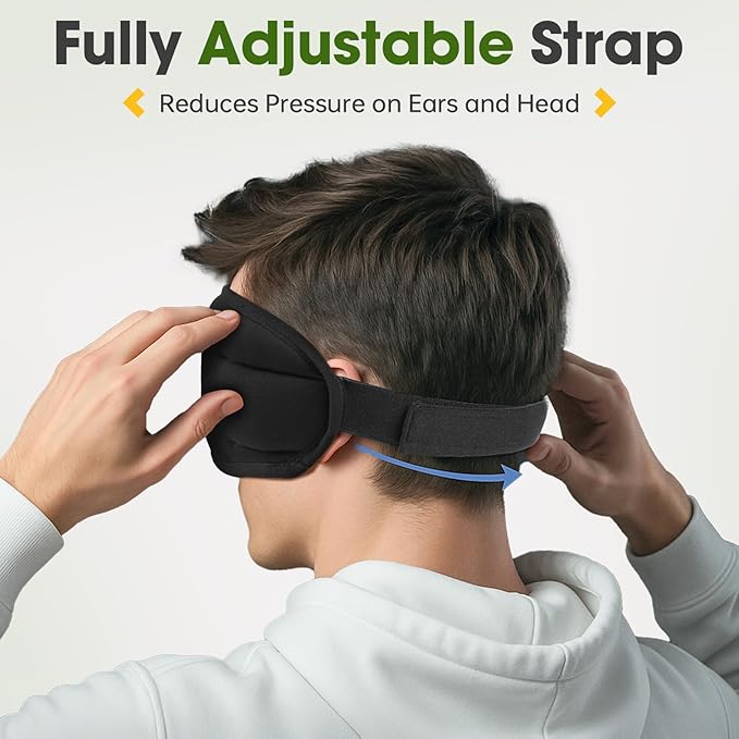 Sleep Headphones with Bluetooth 5.4 Sleep Mask, Bamboo Cotton Music Wireless Bluetooth Eye Mask for Sleeping, Earphones HD Speaker Microphone for Travel, Gifts for Men Women, Black - Bloomnest