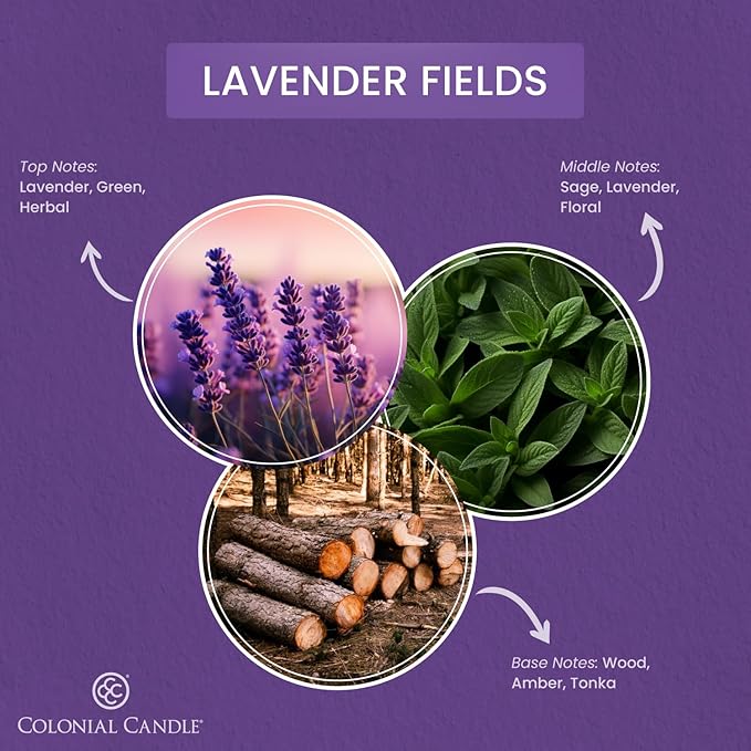 Colonial Candle Lavender Fields Scented Candle Jar, Highly Fragranced Candles for Home Scented, Mottled Wax Candle, 2 Wick, 8 oz - Made in The USA - Bloomnest