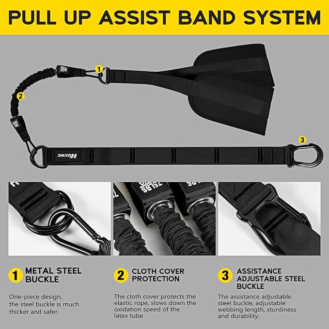 Pull Up Assistance Bands, Adjustable Heavy Duty Resistance Band for Pull Up, 3 Pull Up Bands, Comfortable Fabric Feet/Knee Rest, Assistance Bands for Pull-Up, Home Fitness, Body Stretching - Bloomnest