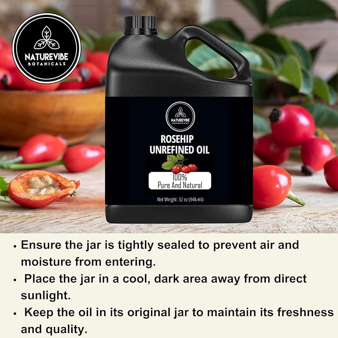 Naturevibe Botanicals Rosehip Oil 32 Ounces | 100% Pure and Natural | Great for Skin Care and Hair Care - Bloomnest