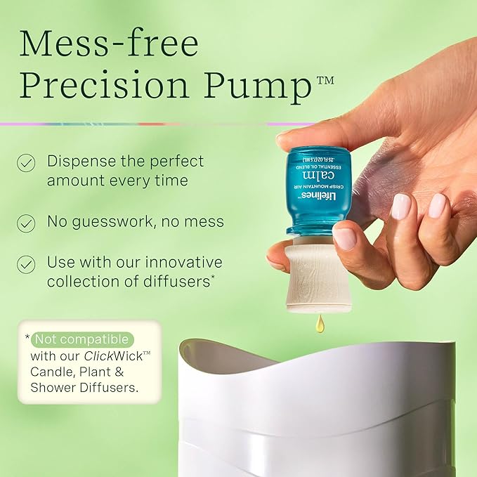 Lifelines Essential Oil Blends, 2-Pack - Blended Essential Oils with Mess-Free Precision Pump for Aromatherapy Diffusers - Long-Lasting Scented Fragrance - Crisp Mountain Air (Calm & Focus) - Bloomnest