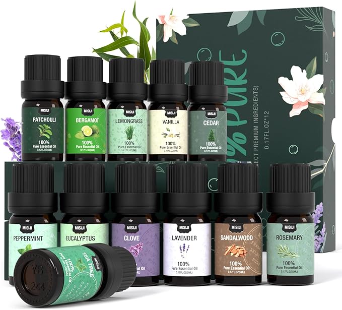 Essential Oils Set Top 12 Aromatherapy-Essential Oils for Diffuser for Home,Air Freshening Diffuser Oils Scents for Aromatherapy,Laundry,Candle&Soap Making,Humidifiers 12 X 5ML - Bloomnest