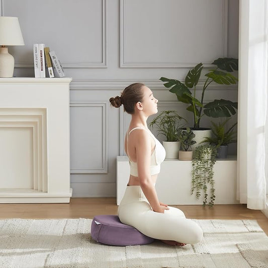 Meditation Cushion Bolster Pillow for Restorative Yoga – Supportive Cushion for Meditation, Pilates, and Relaxation – Filled with Buckwheat Hulls - Removable Cover - Bloomnest