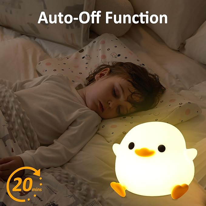Attivolife DoDo Duck Night Light, Animal Silicone Nursery Lamp with Dimmable, Table Bedside Lamp with Timer for Bedroom, Kawaii LED Squishy Night Light Decor Gifts - Bloomnest