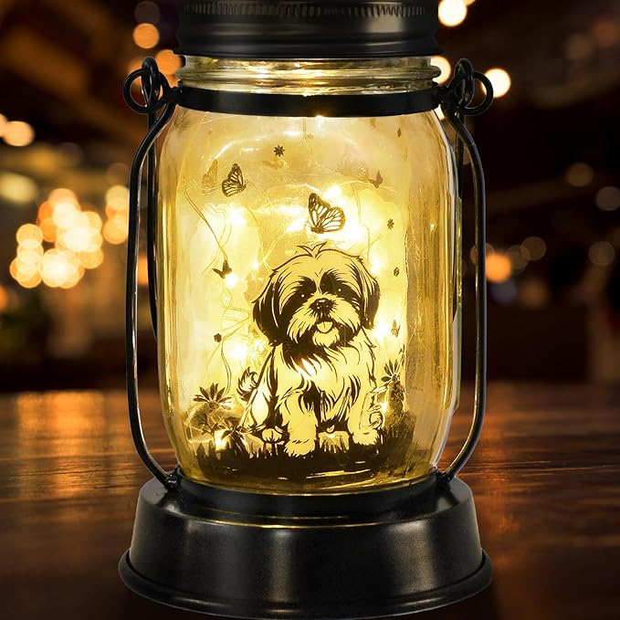 Maltese Dog Gifts for Women/Men Maltese Solar Lanterns Birthday Dog Lovers Lantern Pet Loss Dog Memorial Lights Solar Garden Decoration for Yard, Patio,Backyard,Porch Torches Light - Bloomnest