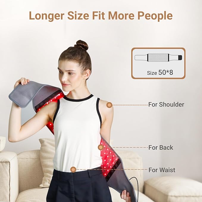 Comfytemp Red Light Therapy Belt with 126 LEDs, FSA Eligible HSA Red Light Therapy for Body, 660nm & 850nm, 22W Light Wrap with Timer for Back Waist Belly Joint Muscle(Corded) (Pack of 2) Comfytemp
