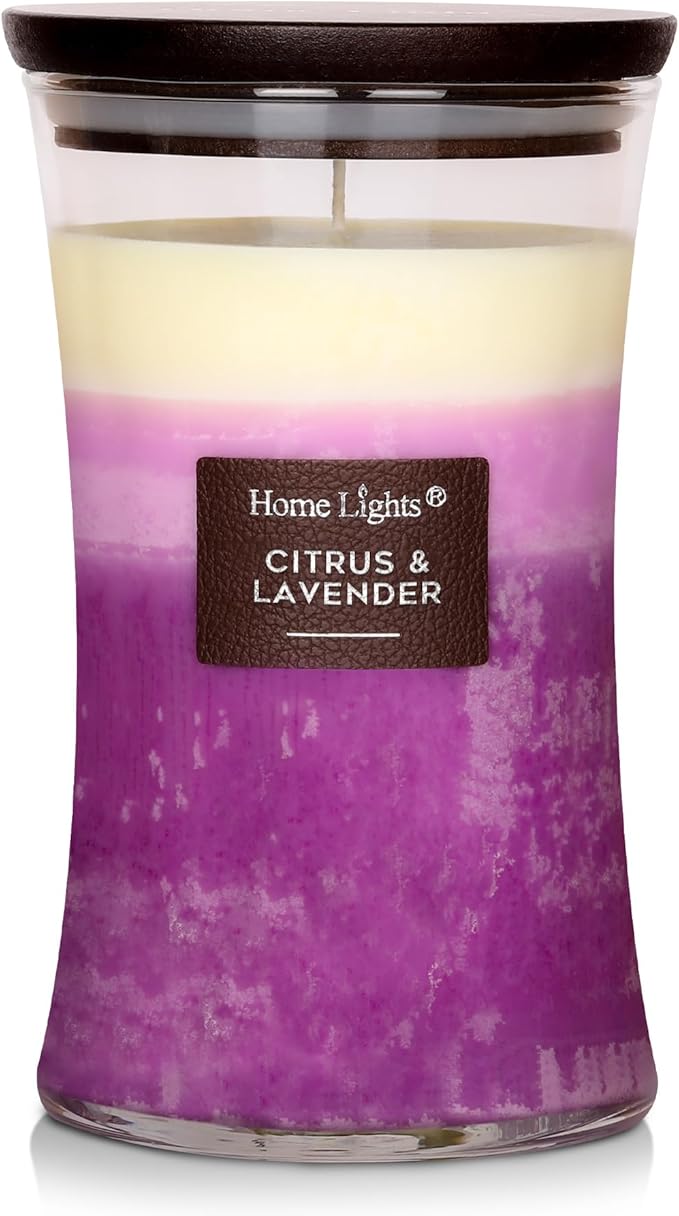 HomeLights 3-Layer Candles for Home Scented, 21.52 OZ Natural Soy Wax Scented Candles Burns Up to 100 Hours, Large Jar, Citrus & Lavender - Bloomnest