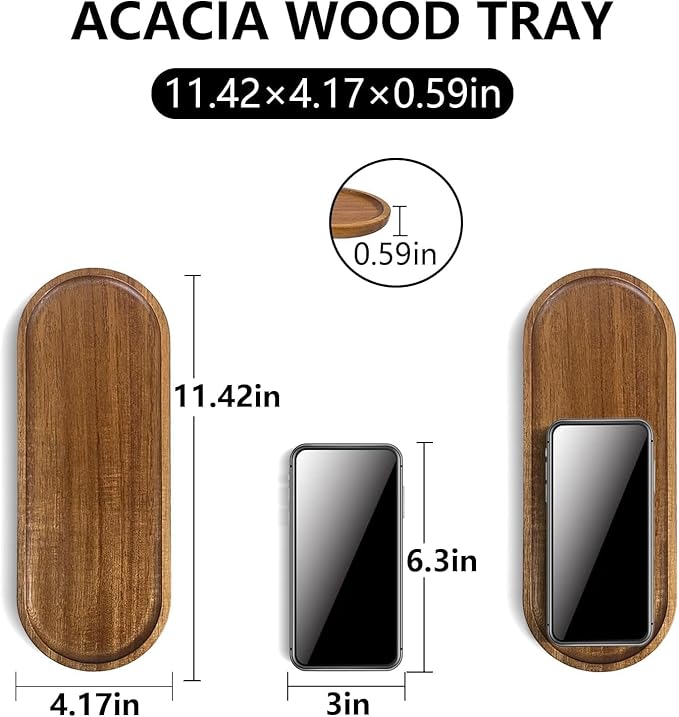2 Pack Solid Wood Serving Platters and Trays of Natural Wood with Edge,Rectangular Avoid Sliding and Spilling Food (Walnut Trays x 2Pack) (Acacia Wood Platters 2 Pack) - Bloomnest
