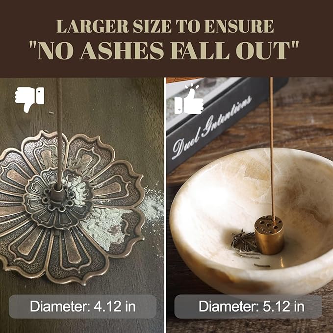 Koville Natural Marble Incense Holder, Incense Holder for Sticks with 9 Holes, Handmade Incense Burner Ash Catcher for Meditation Yoga SPA, Suit for Palo Santo/Sage/Cone(Ivory)