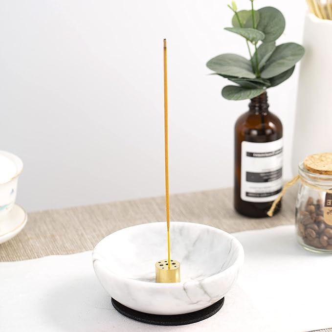Incense Holder, Natural Marble Incense Holder for Sticks with 9 Incense Holes, Handmade Incense Stick Burner Ideal for Smudging, Decoration - Bloomnest