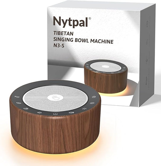 Tibetan Meditation Singing Bowl Machine - 7 Singing Bowls Sounds, Crystal Healing, Chakra Healing, Mindfulness and Stress Relief Timer and Memory Features for Women/Men - Bloomnest