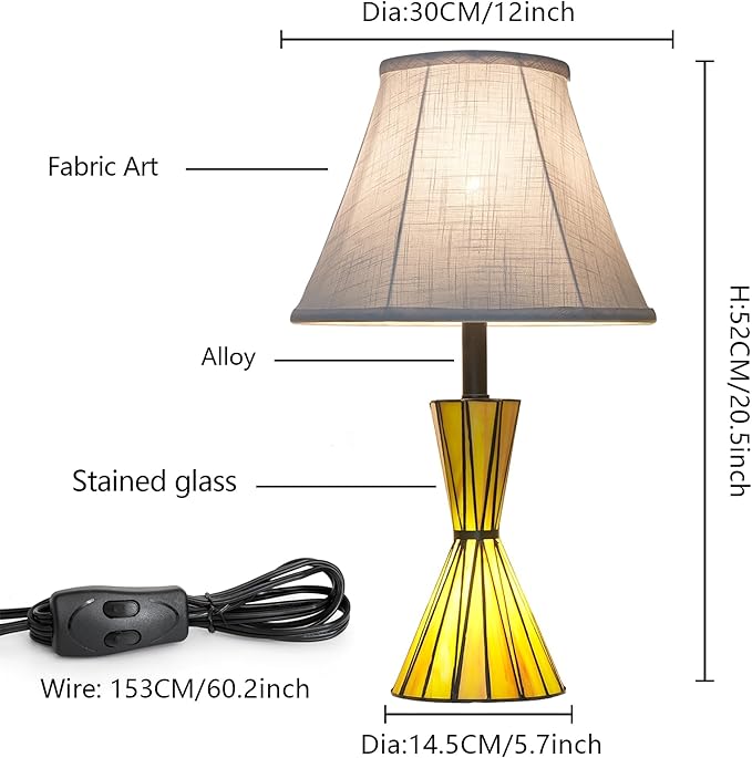 Glass Table Lamps Set of 2, Modern Bedside Lamps with Night Light for Bedroom 3-Way Dimmable Nightstand Lamp with White Linen Shade for Bedroom Living Room Decor - Bloomnest