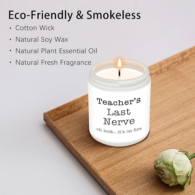 Homsolver Teacher Appreciation Gifts for Women, Christmas Birthday Valentines Retirement Thanksgiving Teachers' Day Graduation Season, Teacher’s Last Nerve Scented Candles - Bloomnest
