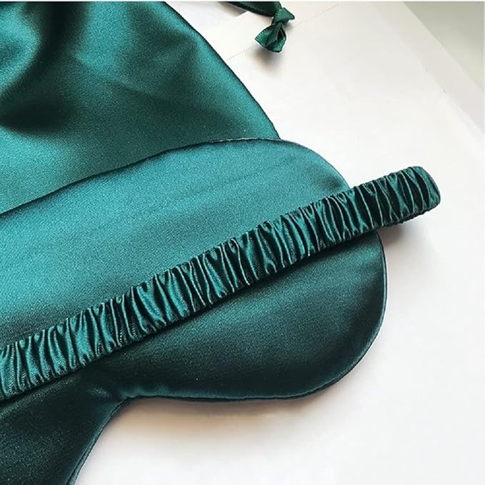 Silk Satin Sleeping Eye Mask, Dark Green Sleep Eye Mask Night Blindfold for Women and Men, Soft Breathable Blackout Eyeshade Eye Cover for Travel, Wedding Bridesmaid Gift - Bloomnest