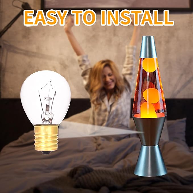 6 Pack Lava Lamp Bulbs 25 Watt 120V S11 Replacement Light Bulb E17 Standard Base for Glitter Lamps - Bloomnest