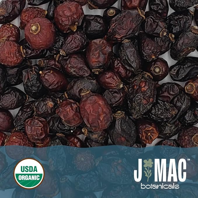 J MAC BOTANICALS Organic Rose Hips (1 Lb Bag) Whole, natural organic dried rose hips for herbal tea, rosehips dried organic, rosehip tea, packaged in the USA - Bloomnest