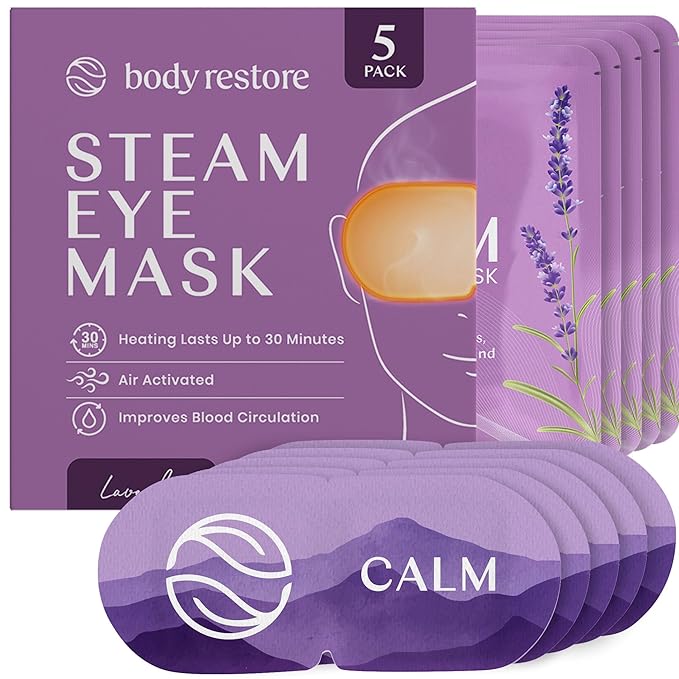 Body Restore Heated Eye Mask for Dry Eyes 5 Pack – Self Heating Warm Compress, Valentines Day Gifts for Her and Him, Birthday Gifts for Women and Men, Stye Eye Treatment, Relaxation – Lavender - Bloomnest