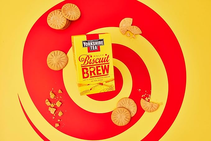 Yorkshire Tea Malty Biscuit Brew, Black Tea, Pillow Tea Bags, 40 Count (Pack of 1), Caffeinated, Enjoy Hot or Iced, 40 Teabags - Bloomnest