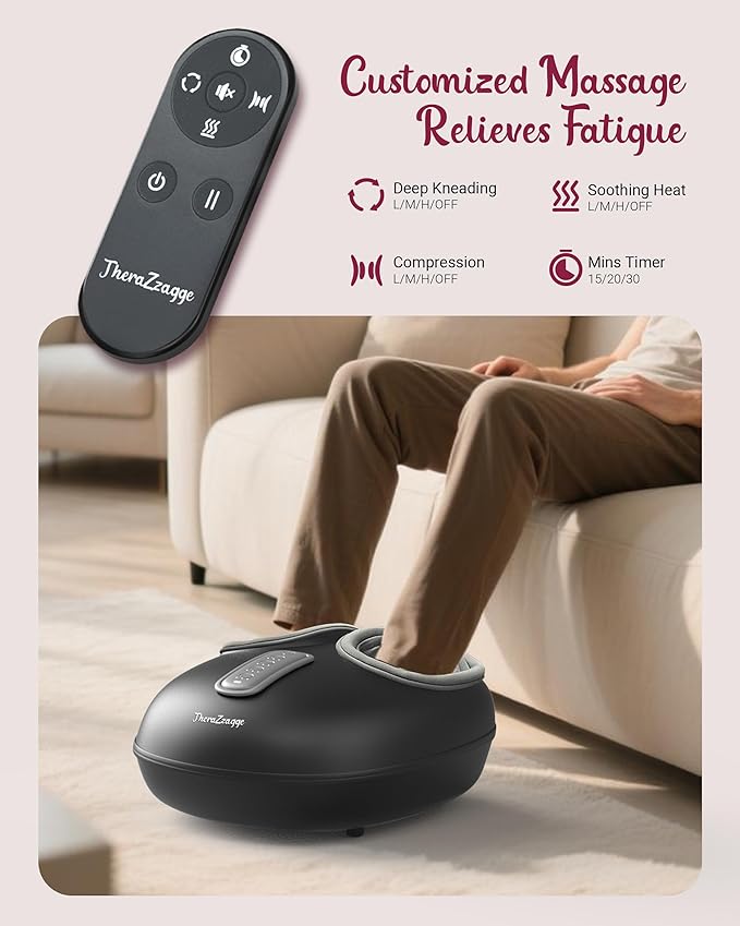 Foot Massager with Heat, Compression, Shiatsu Foot Massager Machine with Remote, Auto-Off Timers, Foot Warmer for Home Office, Up to Size 14,Black - Bloomnest