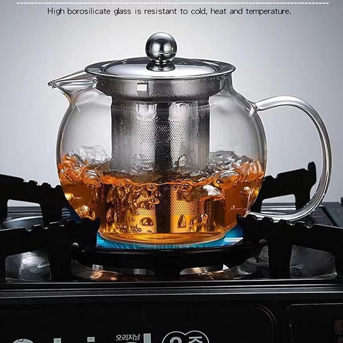 Glass Teapot with Removable Infuser Stovetop & Microwave Safe Borosilicate Clear Glass Teapot (22OZ) - Bloomnest