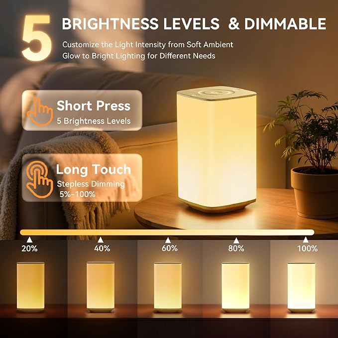Auxmir Nursery Night Light for Kids, Touch Dimmable Night Lamp with 256 RGB Color Changing for Baby Adult, Breastfeeding, Sleep Aid, 4000mAh Rechargeable Bedside Table Lamp with Timer, Soft Eye Caring - Bloomnest