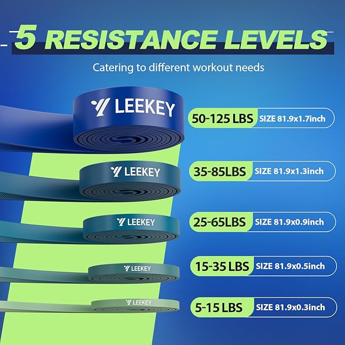 LEEKEY Resistance Bands Set for Pull-Up Assistance & Full-Body Training, Multi-Level Exercise Bands with Bag for Home Workouts, Physical Therapy, Strength Training (Men/Women) - Bloomnest