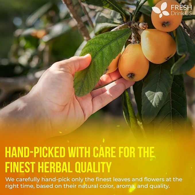 FreshDrinkUS, Premium 40 Tea Bags Loquat Leaf Tea | Eriobotrya japonica | Herbal Tea Bags | Naturally Dried Loquat Leaves | Caffeine-Free Botanical Tea. Sugar-Free. Caffeine-Free. Vegan - Bloomnest